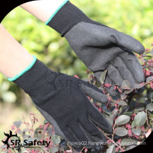 SRSAFETY black nylon shell palm coated sandy finish nitrile glove